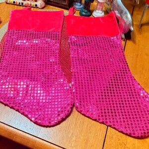 Pink Sequin Christmas Stockings